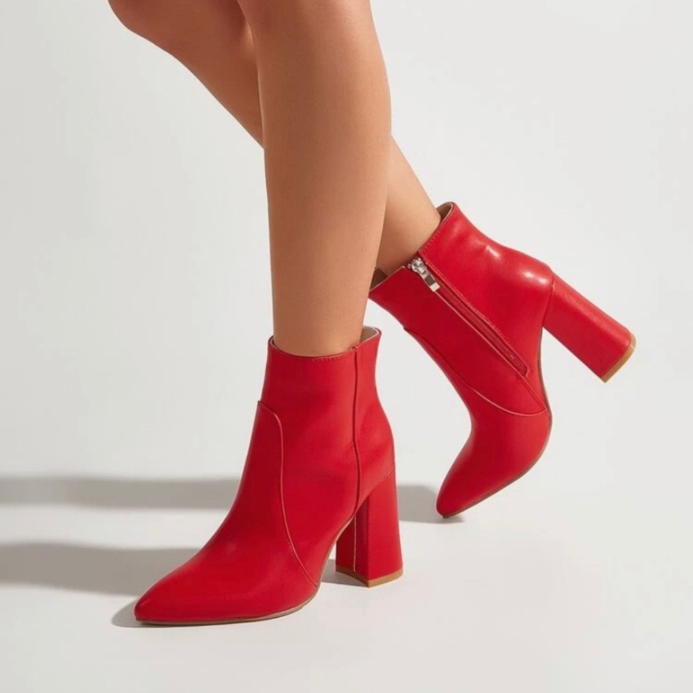 Red, pointy booties